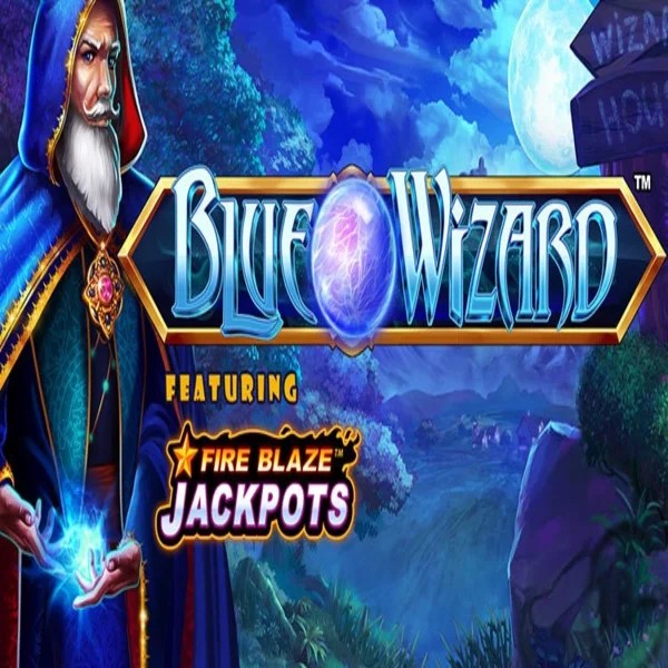 Blue Wizard Fire Blaze Jackpots slot visual from Rarestone Gaming available on wildrobins.gr